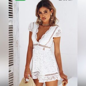 Hello Molly White Lace Romper